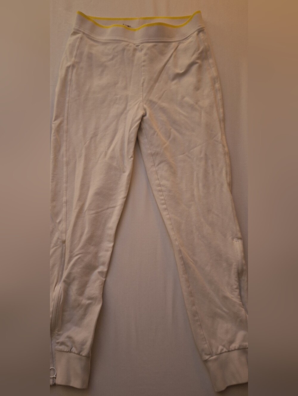 Adidas by Stella McCartney White Track Joggers with Yellow Trim